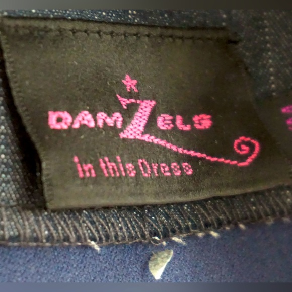 DAM ZELS Vintage Corduroy&Denim Mid Knee Dress - Navy Blue - Picture 6 of 8